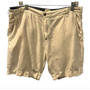 Faherty Linen Blend Khaki Chino Shorts Men's Size 35 Flat Front Zip Fly Pockets
